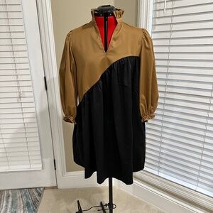 CROSBY Black & Brown Mini Dress, Medium